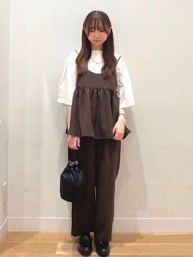 「URBAN RESEARCH DOORS（アーバンリサーチドアーズ）のシルケットクロップドプルオーバー（Tシャツ/カットソー、ホワイト系）」を使った、sayuさん（レディース・156cm）の夏コーディネート