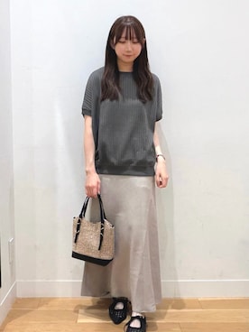 「URBAN RESEARCH DOORS（アーバンリサーチドアーズ）のハニカムタックフレンチプルオーバー（Tシャツ/カットソー、グレー系）」を使った、sayuさん（レディース・156cm）の夏コーディネート