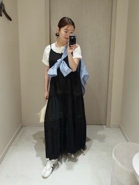 「LOUNGEDRESS（ラウンジドレス）の【GOOD ROCK SPEED】THE CITY T（Tシャツ/カットソー、ホワイト系）」を使った、こてがわさん（レディース・151cm）の夏コーディネート