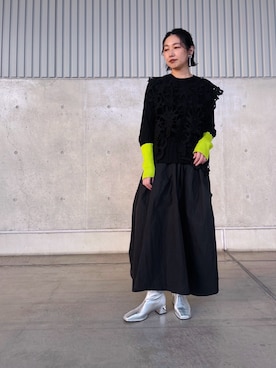 「アイテム（ブーツ、シルバー系）」を使った、NICAL　伊勢丹JR京都さん（レディース・161cm）の秋コーディネート