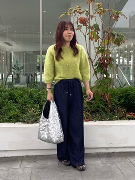 「シャギーニットコーデ」｜økiさん（レディース・160cm）の秋コーディネート