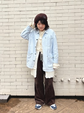 「アイテム（ハンチング/ベレー帽）」を使った、うるさん（レディース・158cm）の秋コーディネート