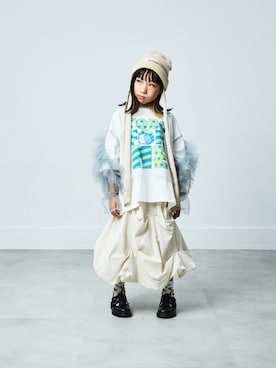 「TOBOGGANのアイテム（スカート）」を使った、parkmadeinkyotoさん（キッズ・125cm）の夏コーディネート