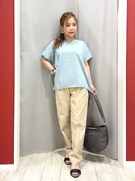「SHOO・LA・RUE（シューラルー）の【S-LL】軽やかな着心地の ブラウス見えしぼしぼトップス（Tシャツ/カットソー）」を使った、shio さん（レディース・143cm）の夏コーディネート