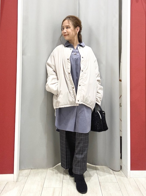 ノーカラーサファリブルゾン セール】【洗濯機可/撥水/S-LL】リバーシブル ノーカラー中綿ブルゾン