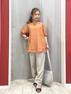 「アイテム（その他トップス、オレンジ系）」を使った、shio さん（レディース・143cm）の夏コーディネート