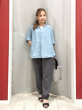 「SHOO・LA・RUE（シューラルー）の【S-3L/洗濯後しわになりにくい】スマートに見える イージーテーパードパンツ（その他パンツ）」を使った、shio さん（レディース・143cm）の夏コーディネート