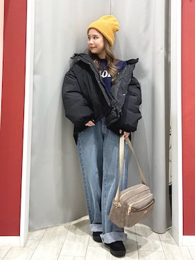 「アイテム（ニットキャップ/ビーニー）」を使った、shio さん（レディース・143cm・20代）の冬コーディネート