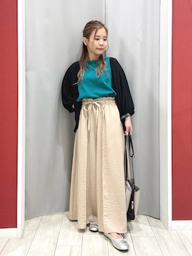 「SHOO・LA・RUE（シューラルー）の【ひんやり/UV/さらさらタッチ】女性らしさ漂う 5分袖ボレロカーディガン（カーディガン/ボレロ）」を使った、shio さん（レディース・143cm）の夏コーディネート