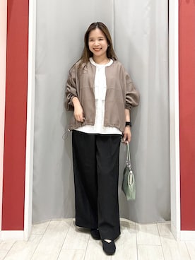 「SHOO・LA・RUE（シューラルー）の【通気性〇/セットアップ可/洗濯機可】メッシュドルマン ジップブルゾン（ブルゾン、ブラウン系）」を使った、shio さん（レディース・143cm）の夏コーディネート