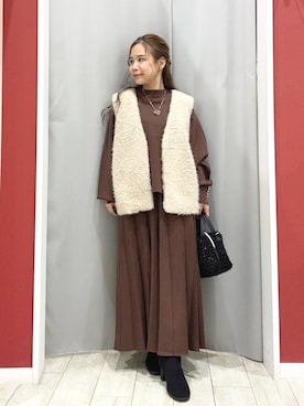 「アイテム（ネックレス）」を使った、shio さん（レディース・143cm）の秋コーディネート