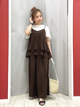 「アイテム（その他パンツ、ブラウン系）」を使った、shio さん（レディース・143cm）の夏コーディネート