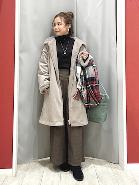 「アイテム（ストール/ショール）」を使った、shio さん（レディース・143cm）の冬コーディネート