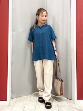 「SHOO・LA・RUE（シューラルー）の【接触冷感】さらさらぷるん イージーテーパードパンツ（その他パンツ）」を使った、shio さん（レディース・143cm）の夏コーディネート