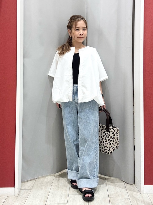 Yukie ②3Lワイドストレートデニムパンツ　サックス　カジュアル Yukie ②3Lワイドストレートデニムパンツ サックス カジュアル