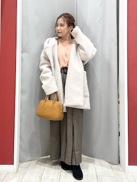 「アイテム（ボストンバッグ）」を使った、shio さん（レディース・143cm）の冬コーディネート