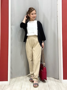 「SHOO・LA・RUE（シューラルー）の【洗える/S-LL/ひんやり/UV】選べる6柄 プリントTシャツ（Tシャツ/カットソー）」を使った、shio さん（レディース・143cm・20代）の夏コーディネート