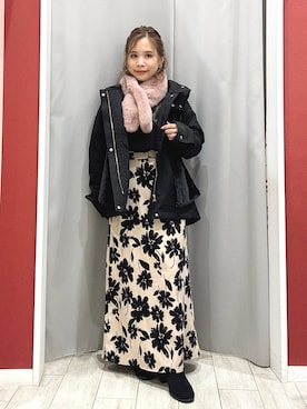 「アイテム（スカート、グリーン系）」を使った、shio さん（レディース・143cm）の冬コーディネート