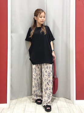 「SHOO・LA・RUE（シューラルー）の【S-LL/ひんやり/洗濯後しわになりにくい】インせず決まる はしごレースドルマンブラウス（シャツ/ブラウス）」を使った、shio さん（レディース・143cm）の夏コーディネート