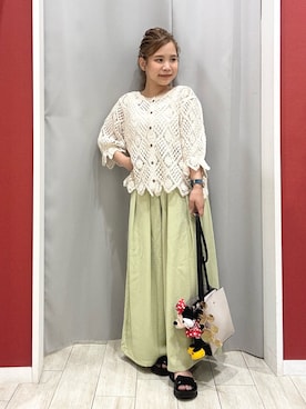 「DRESKIP（ドレスキップ）の【2WAY】大人のほんのり甘いスタイルに クロシェレースカーディガン（カーディガン/ボレロ）」を使った、shio さん（レディース・143cm・20代）の夏コーディネート