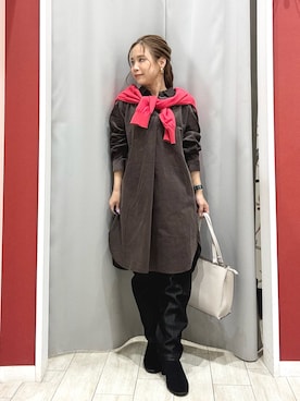 「アイテム（カーディガン/ボレロ、ピンク系）」を使った、shio さん（レディース・143cm）の秋コーディネート