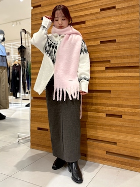 「アイテム（マフラー）」を使った、かおりさん（レディース・147cm）の秋コーディネート