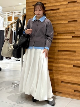 「SENSE OF PLACE by URBAN RESEARCH（センスオブプレイスバイアーバンリサーチ）のアイテム（カーディガン/ボレロ）」を使った、かおりさん（レディース・147cm）の秋コーディネート