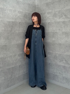 「アイテム（つなぎ/オールインワン）」を使った、MEGUMI  さん（レディース・154cm）の秋コーディネート