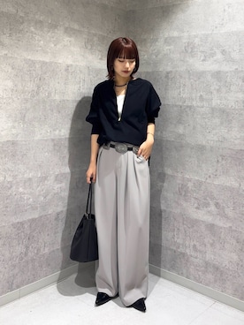 「アイテム（スラックス）」を使った、MEGUMI  さん（レディース・154cm）の夏コーディネート