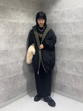 「アイテム（その他アウター、グリーン系）」を使った、MEGUMI  さん（レディース・154cm）の秋コーディネート