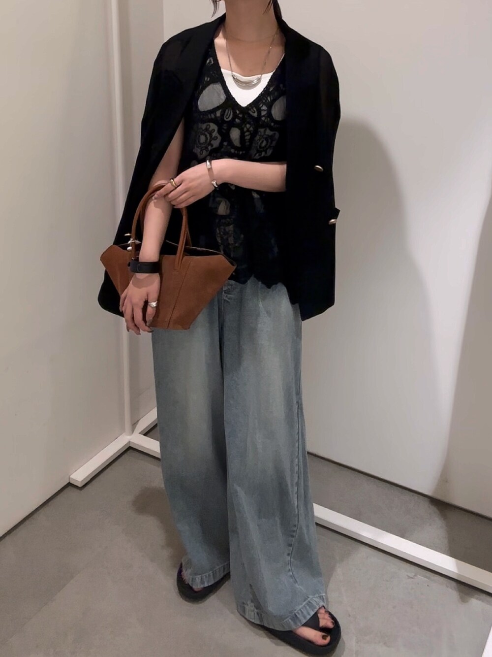 ドゥドゥ　デニムワイドイージーパンツ DouDou ジーンズ デニム デニムパンツ 「新色追加」デニムワイド