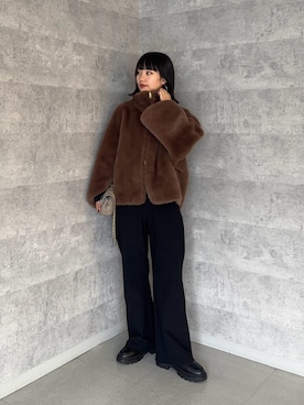 「ファーコート」｜「アイテム（その他アウター）」を使った、MEGUMI  さん（レディース・154cm）の秋コーディネート
