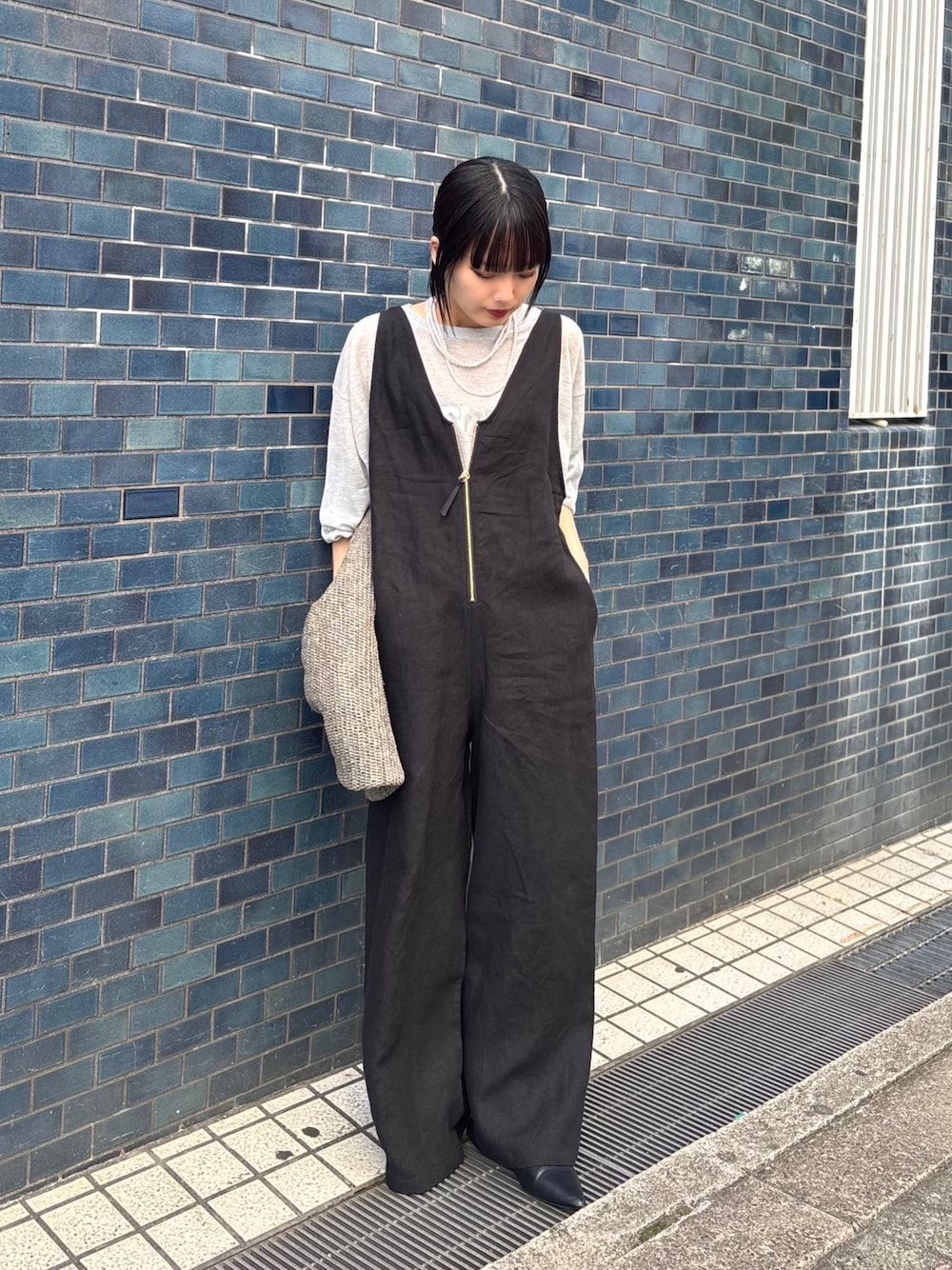 DOUDOU(ドゥドゥ) リネンフロントジップサロペット