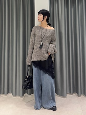 「DouDou（ドゥドゥ）のアイテム（ニット/セーター）」を使った、MEGUさん（レディース・154cm）の秋コーディネート