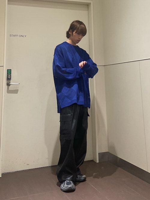 透かし編みダイヤニットプルオーバー