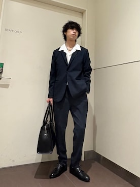 「tk.TAKEO KIKUCHI（ティーケータケオキクチ）のアイテム（セットアップ）」を使った、nanoshiiiiiさん（メンズ・171cm）の春コーディネート