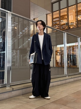 「tk.TAKEO KIKUCHI（ティーケータケオキクチ）のアイテム（パンツ）」を使った、nanoshiiiiiさん（メンズ・171cm）の夏コーディネート