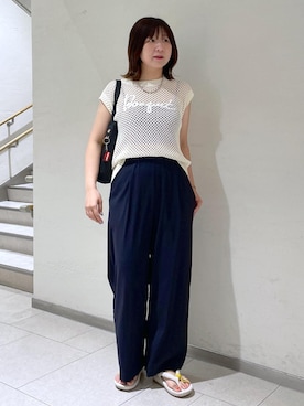 「アイテム（ニット/セーター）」を使った、おゆきさん（レディース・165cm・30代）の夏コーディネート