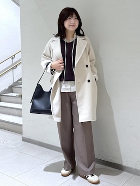 「アイテム（ピーコート）」を使った、おゆきさん（レディース・165cm）の秋コーディネート