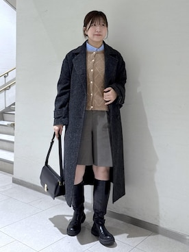 「ROPE' PICNIC（ロペピクニック）のJapan fabric スタンドカラーロングコート/一部WEB限定カラー（チェスターコート）」を使った、おゆきさん（レディース・165cm）の冬コーディネート