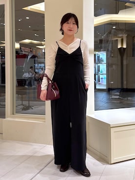 「ROPE' PICNIC（ロペピクニック）のROPE' PICNIC PASSAGE byHARUTA メタルモチーフローファー（ローファー、ブラウン系）」を使った、おゆきさん（レディース・165cm）の秋コーディネート