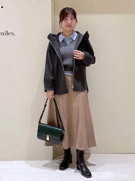 「ROPE' PICNIC（ロペピクニック）のフィブリルマーメイドフレアスカート（スカート）」を使った、おゆきさん（レディース・165cm）の秋コーディネート