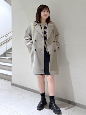 「アイテム（ピーコート）」を使った、おゆきさん（レディース・165cm）の秋コーディネート