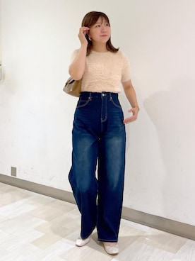 「クルーネック」｜「アイテム（バレエシューズ）」を使った、おゆきさん（レディース・165cm）の夏コーディネート