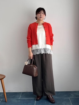 「ROPE' PICNIC（ロペピクニック）のアイテム（カーディガン/ボレロ）」を使った、おゆきさん（レディース・165cm）の秋コーディネート