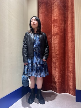 「Desigual（デシグアル）のアイテム（ライダースジャケット）」を使った、Desigual新三郷STAFFさん（レディース・148cm）の秋コーディネート