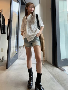 「ALLSAINTS（オールセインツ）のアイテム」を使った、Pei Chiangさん（レディース・159cm）の夏コーディネート