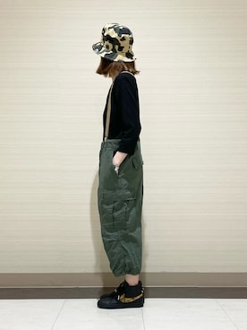 「アイテム（カーゴパンツ）」を使った、kuuuさん（レディース・155cm）の秋コーディネート