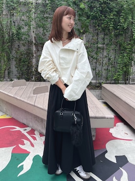 「アイテム（キーホルダー）」を使った、外薗杏奈さん（レディース・158cm）の秋コーディネート