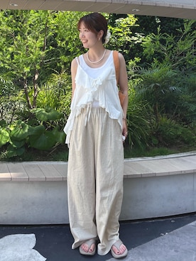 「Ungrid（アングリッド）のアイテム（トートバッグ）」を使った、外薗杏奈さん（レディース・158cm）の夏コーディネート